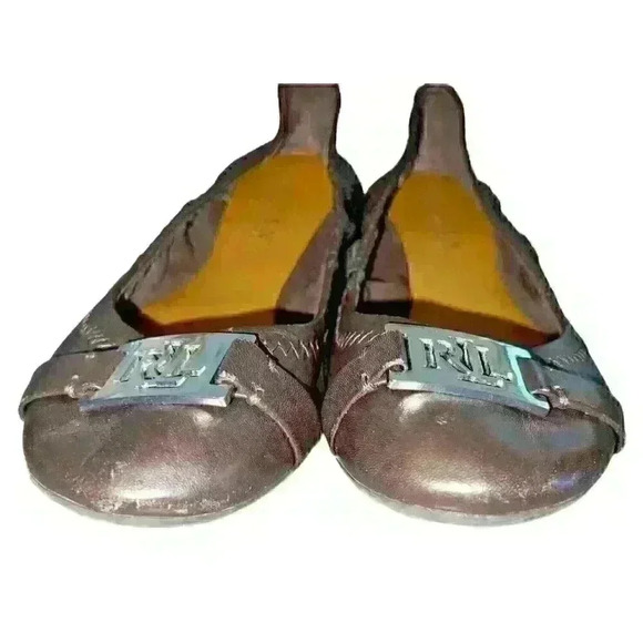 Ralph Lauren Size 6.5 Leather Ballet Flats Logo Comfort‎ Business Causual - Picture 4 of 9